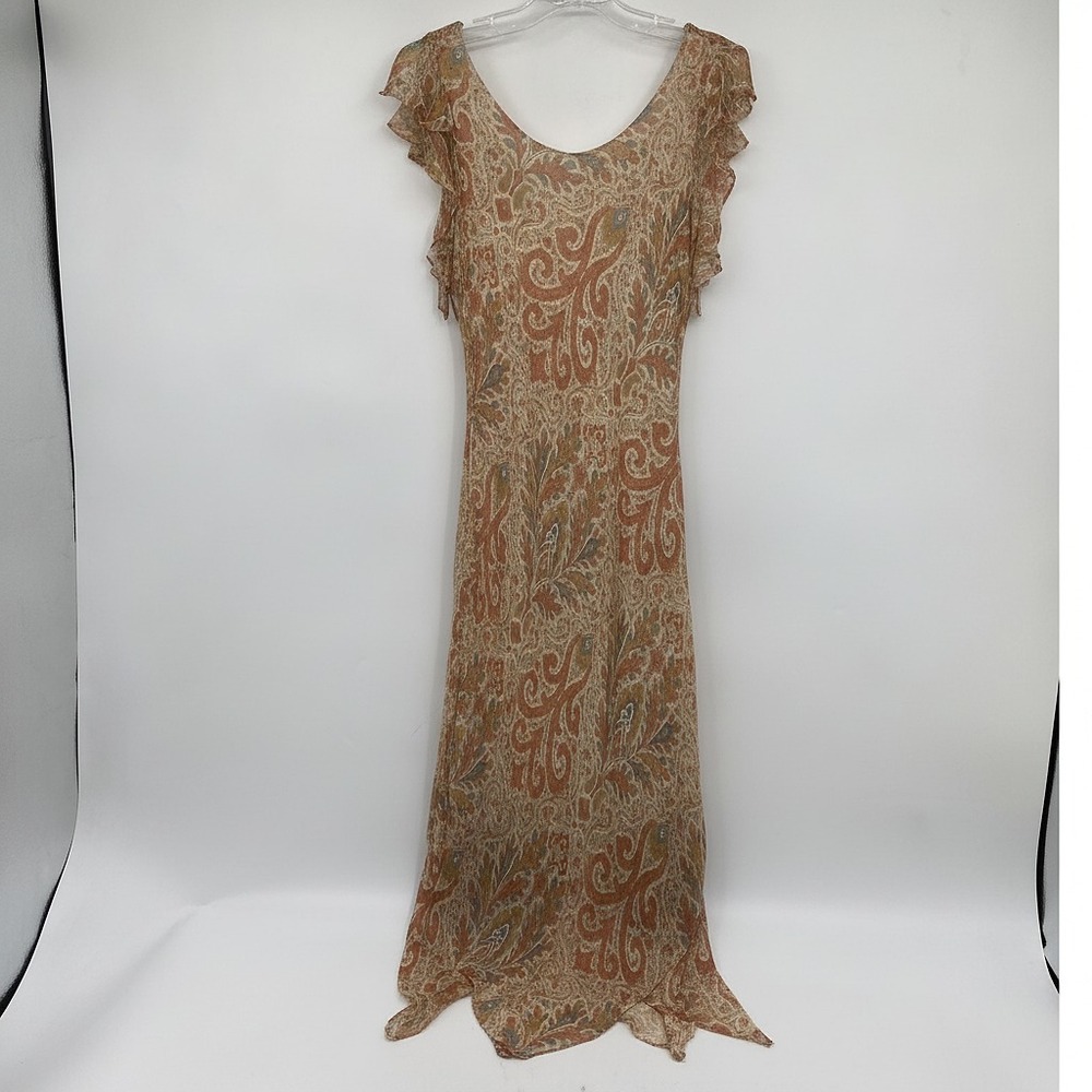 Lapis Orange Blue Silk Midi Dress | Women’s Size S - Picture 2 of 8